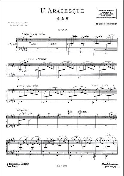 Premiere Arabesque, Pour Piano